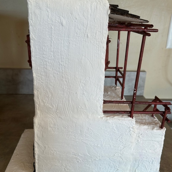 Nativity set Bethlehem 2 story house hand made with recycled materials - Picture 2 of 12